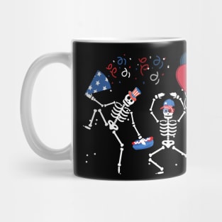 Dancing Skeleton 4th of July American Flag Skellies Mug